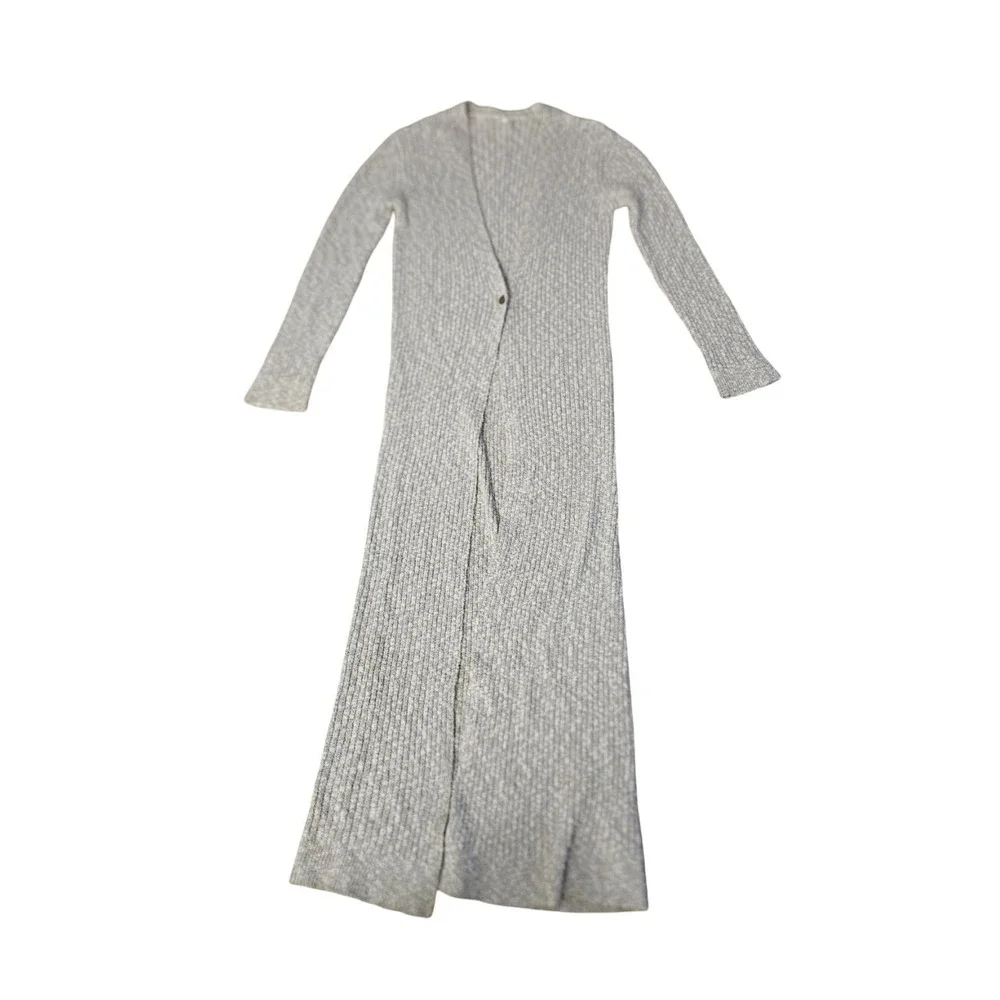 Free People Places to Go Maxi Cardigan Duster Oatmeal Beige Knit Sweater Medium - Picture 3 of 5